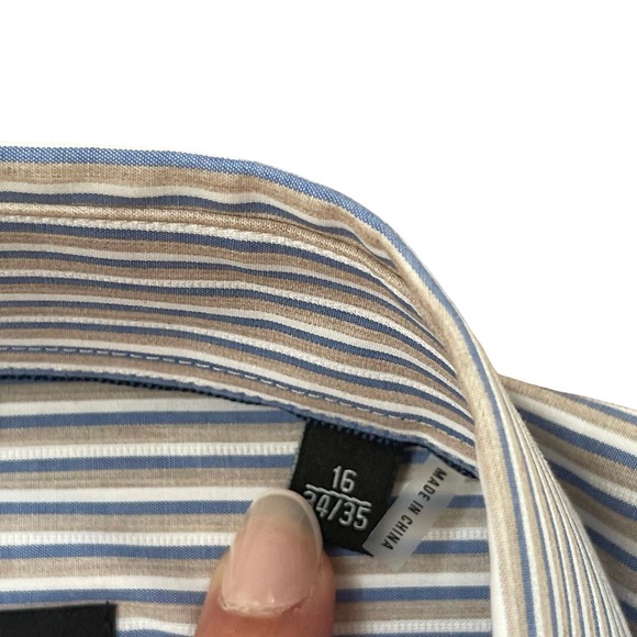 BUGATCHI Comfort Stretch Striped Long Sleeve Button Down Men’s size 16 34/35 - Picture 4 of 6